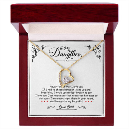 To My Daughter - You'll Always Be My Baby Girl - Forever Love Necklace - Message Box