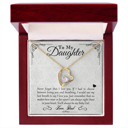 To My Daughter - You'll Always Be My Baby Girl - Forever Love Necklace - Message Box