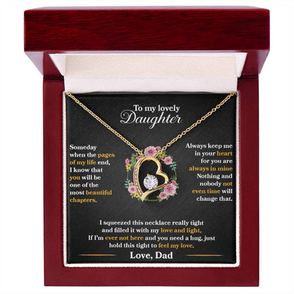 To My Daughter - Always Keep Me In Your Heart - Flowers Black - Forever Love Necklace - Message Box