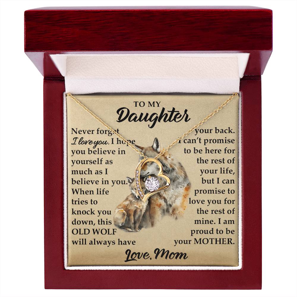 To My Daughter - I Am Proud To Be Your Father - Wolves - Forever Love Necklace - Message Box