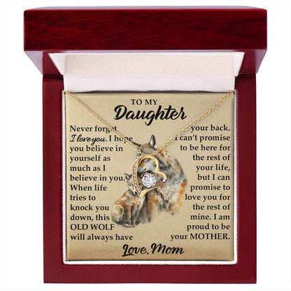 To My Daughter - I Am Proud To Be Your Father - Wolves - Forever Love Necklace - Message Box