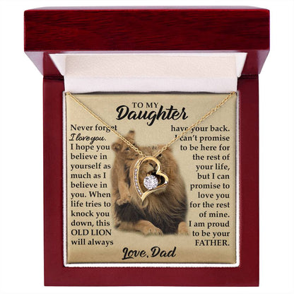 To My Daughter - I Am Proud To Be Your Father - Lions - Forever Love Necklace - Message Box