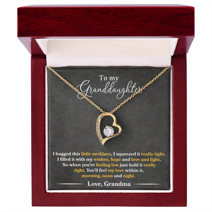 To My Granddaughter - You'll Feel My Love - Forever Love Necklace - Message Box