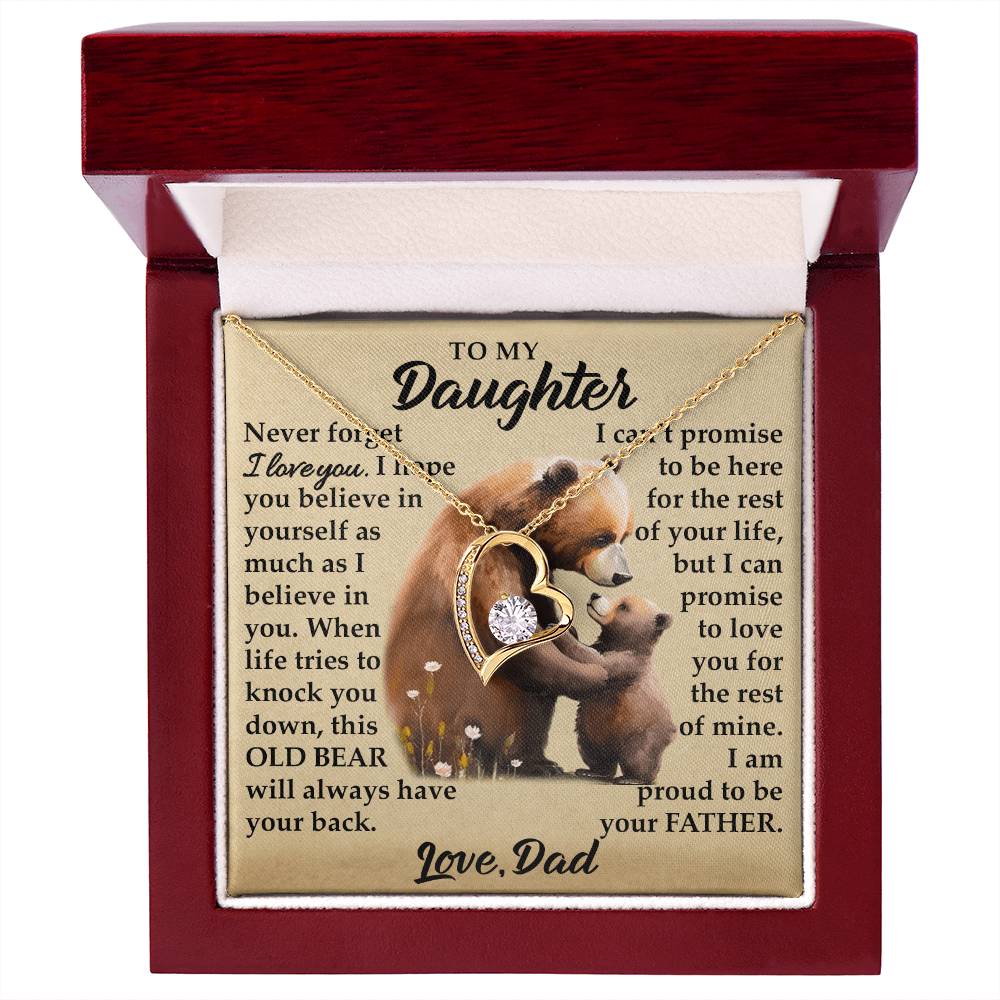 To My Daughter - I Am Proud To Be Your Father - Bears - Forever Love Necklace - Message Box