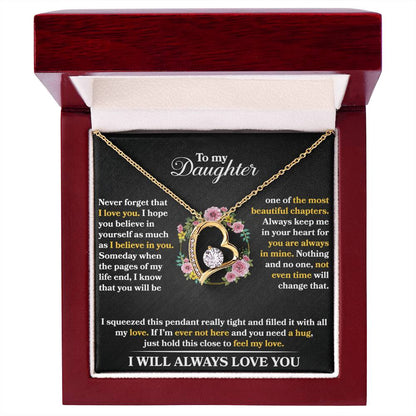 To My Daughter - Never Forget That I Love You - Forever Love Necklace - Message Box