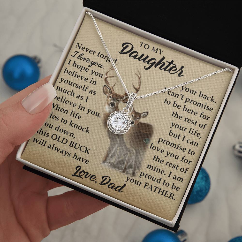 To My Daughter - I Am Proud To Be Your Father - Deer - Eternal Hope Necklace - Message Box
