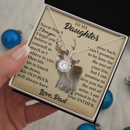 To My Daughter - I Am Proud To Be Your Father - Deer - Eternal Hope Necklace - Message Box
