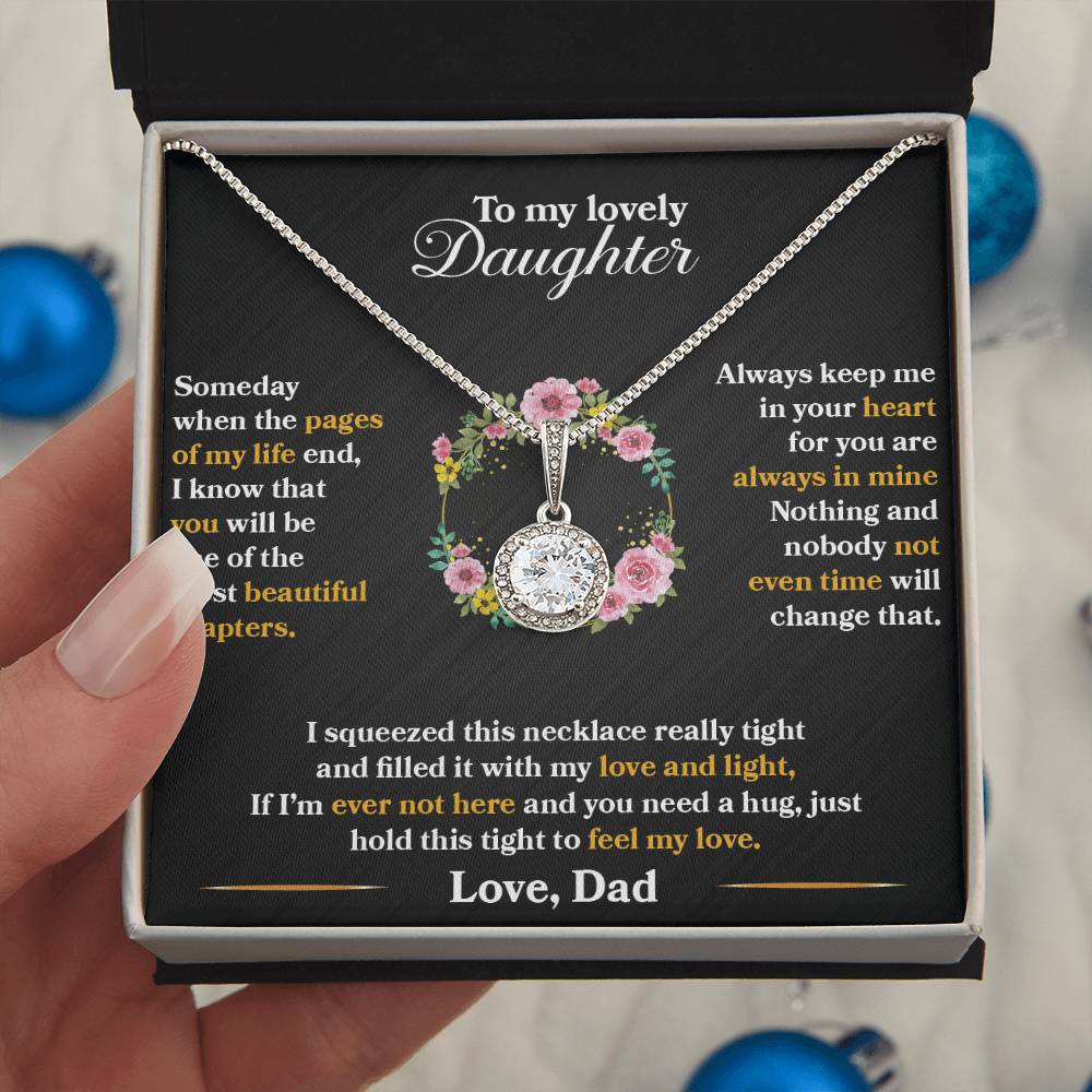 To My Daughter - Always Keep Me In Your Heart - Flowers Black - Eternal Hope Necklace - Message Box