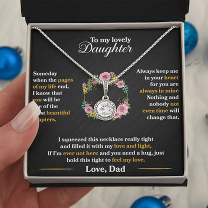 To My Daughter - Always Keep Me In Your Heart - Flowers Black - Eternal Hope Necklace - Message Box