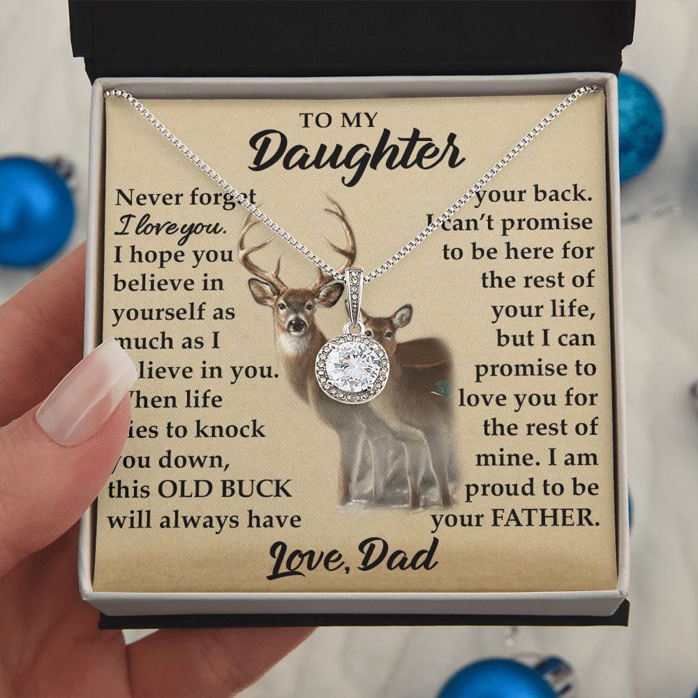 To My Daughter - I Am Proud To Be Your Father - Deer - Eternal Hope Necklace - Message Box