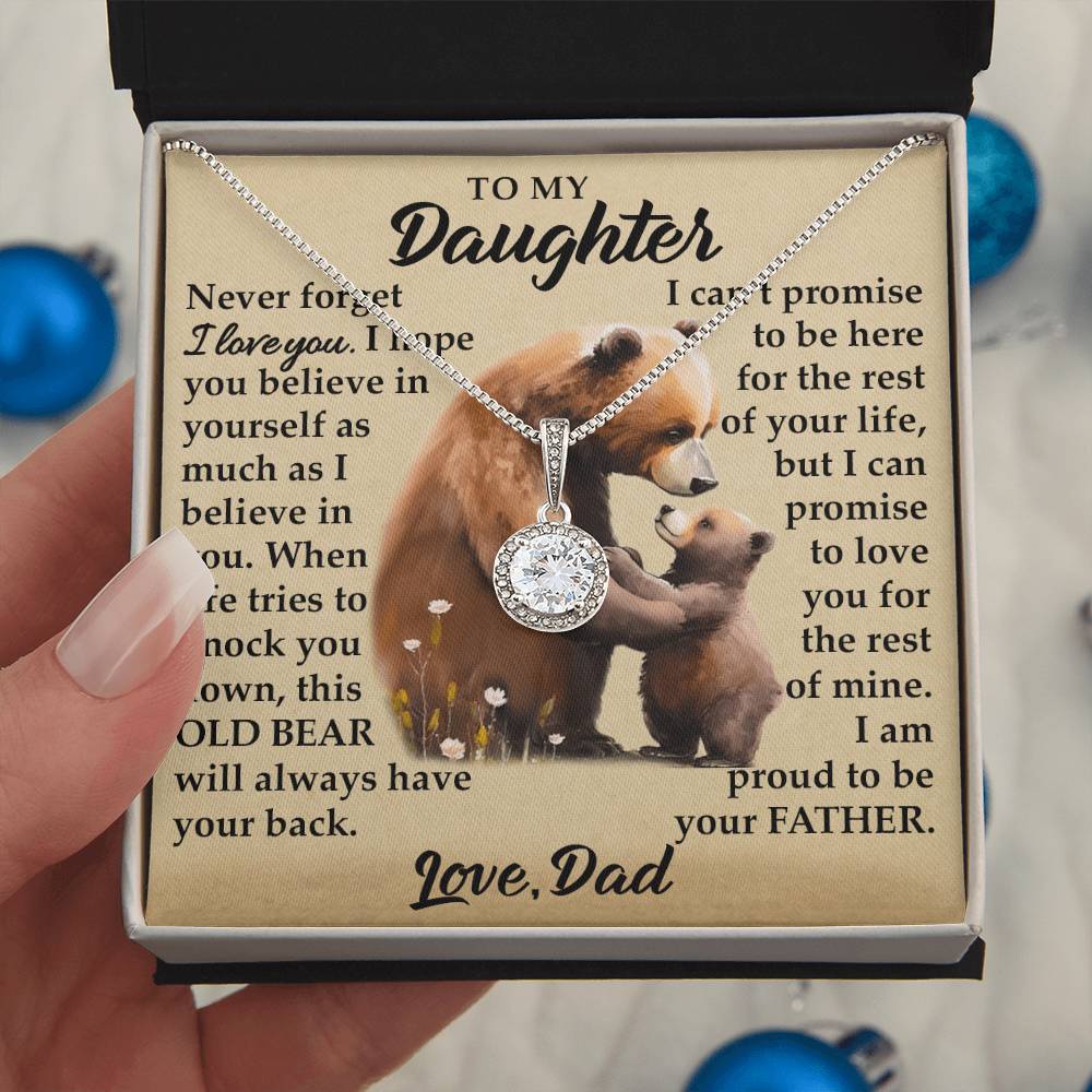 To My Daughter - I Am Proud To Be Your Father - Bears - Eternal Hope Necklace - Message Box