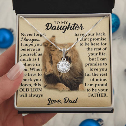 To My Daughter - I Am Proud To Be Your Father - Lions - Eternal Hope Necklace - Message Box