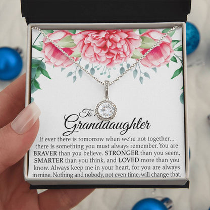 To My Granddaughter - You Are Braver - Flowers Pink - Eternal Hope Necklace - Message Box