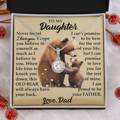 To My Daughter - I Am Proud To Be Your Father - Bears - Eternal Hope Necklace - Message Box