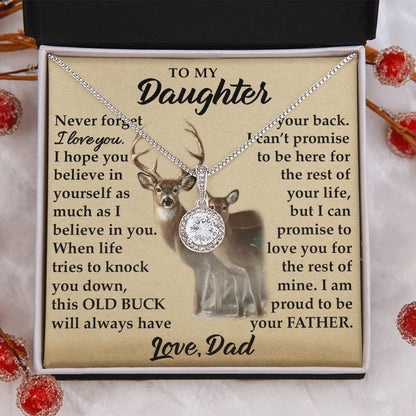To My Daughter - I Am Proud To Be Your Father - Deer - Eternal Hope Necklace - Message Box
