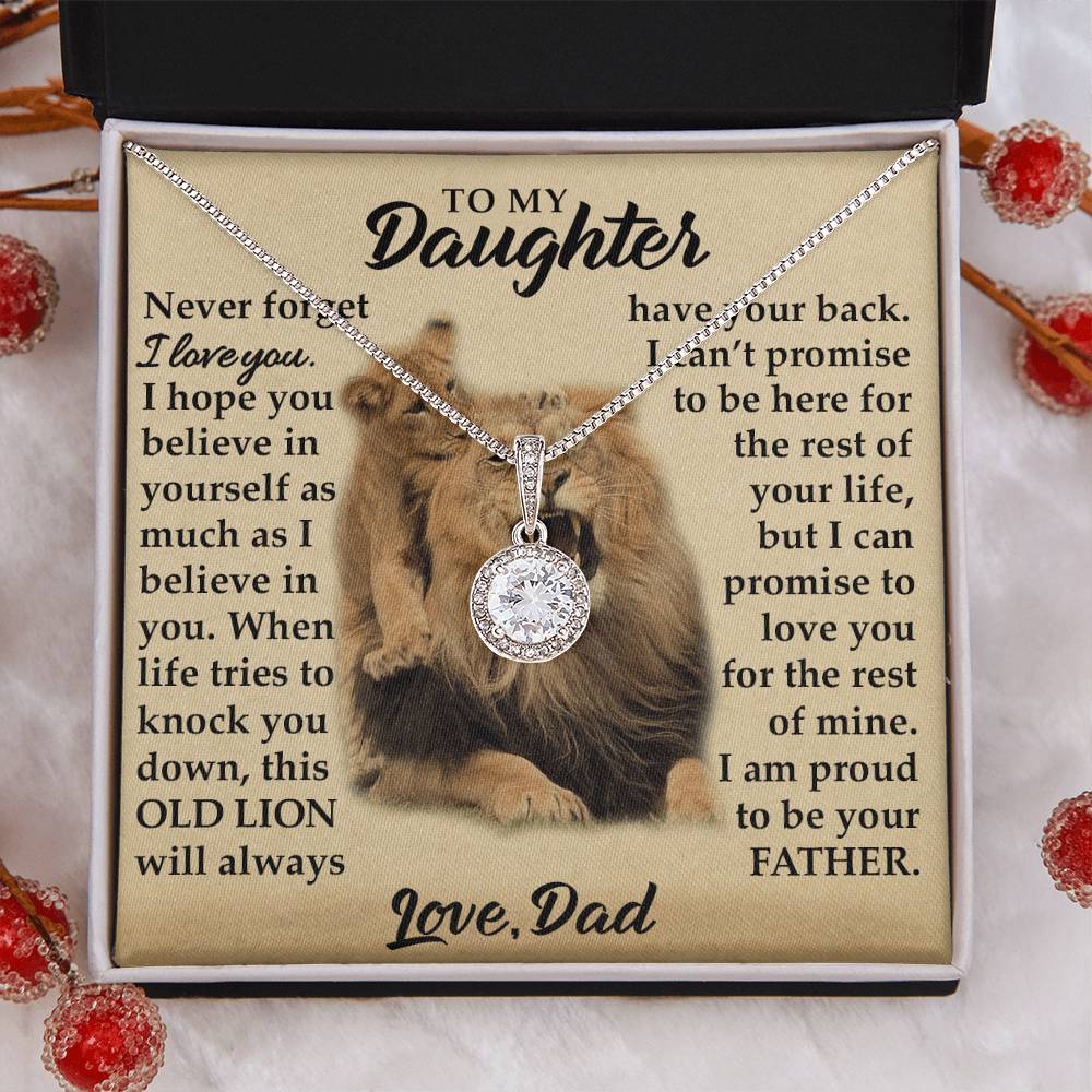 To My Daughter - I Am Proud To Be Your Father - Lions - Eternal Hope Necklace - Message Box