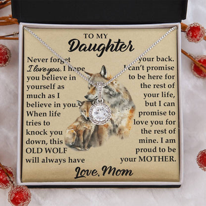 To My Daughter - I Am Proud To Be Your Mother - Wolves - Eternal Hope Necklace - Message Box