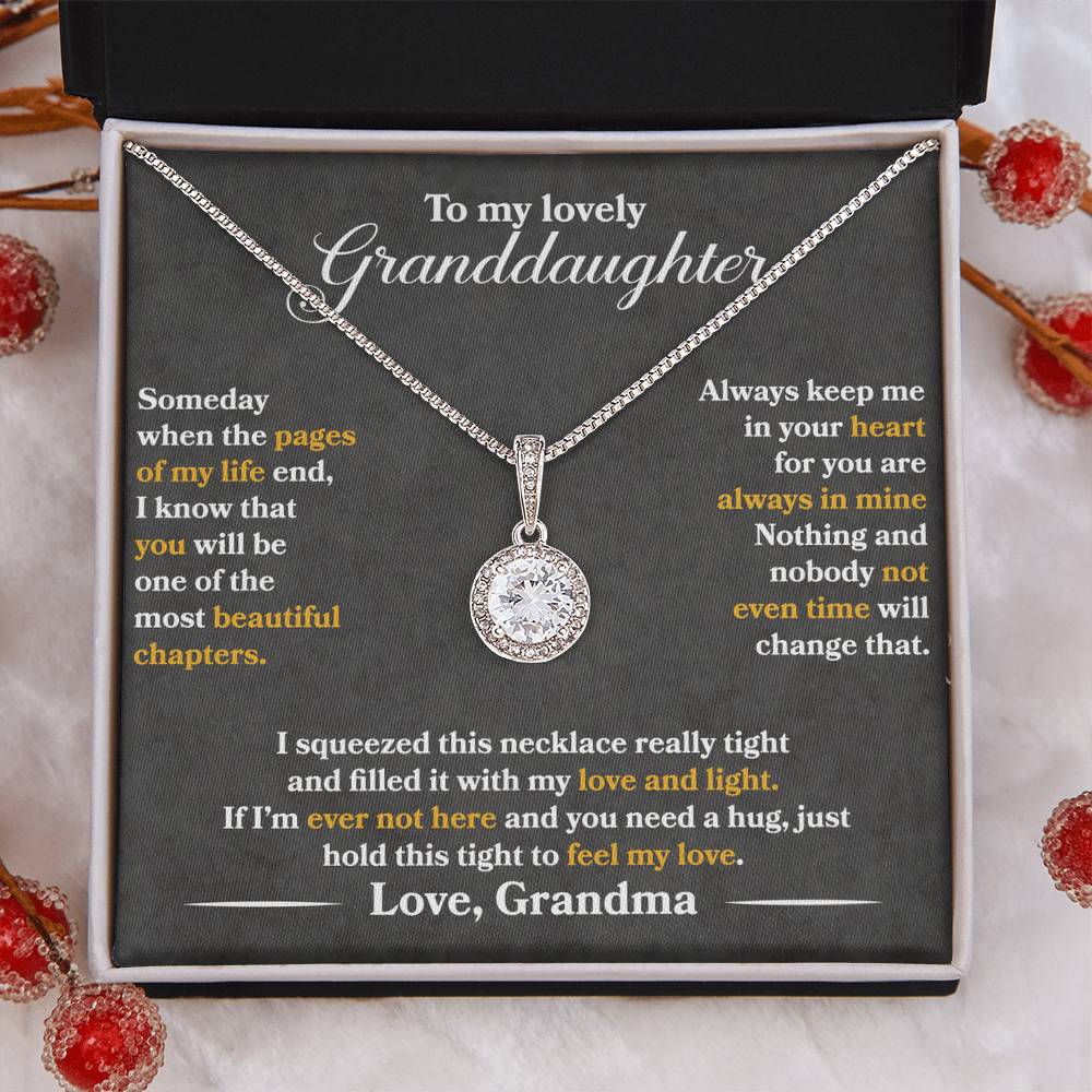 To My Granddaughter - Always Keep Me In Your Heart - Flowers Grey - Eternal Hope Necklace - Message Box