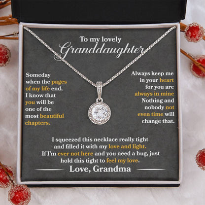 To My Granddaughter - Always Keep Me In Your Heart - Flowers Grey - Eternal Hope Necklace - Message Box