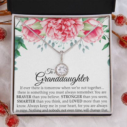 To My Granddaughter - You Are Braver - Flowers Pink - Eternal Hope Necklace - Message Box