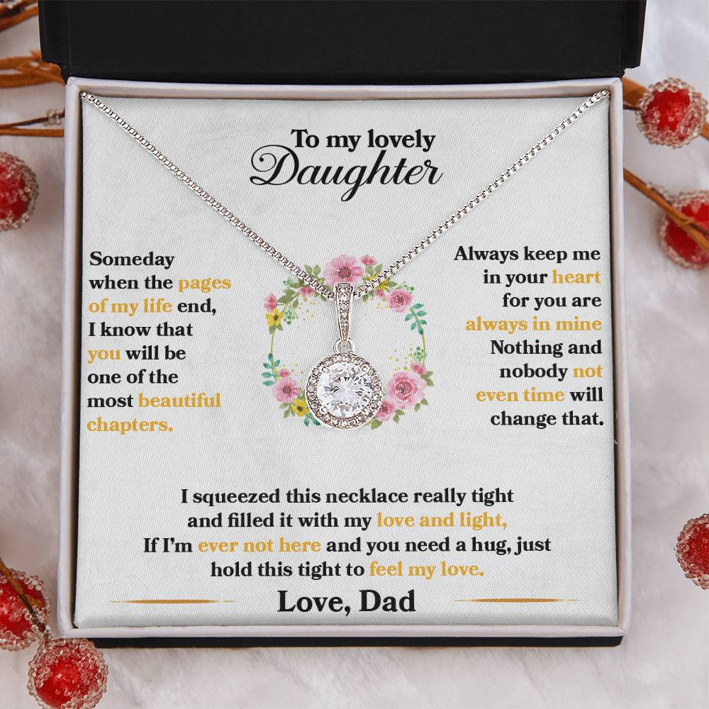 To My Daughter - Always Keep Me In Your Heart - Flowers Grey - Eternal Hope Necklace - Message Box