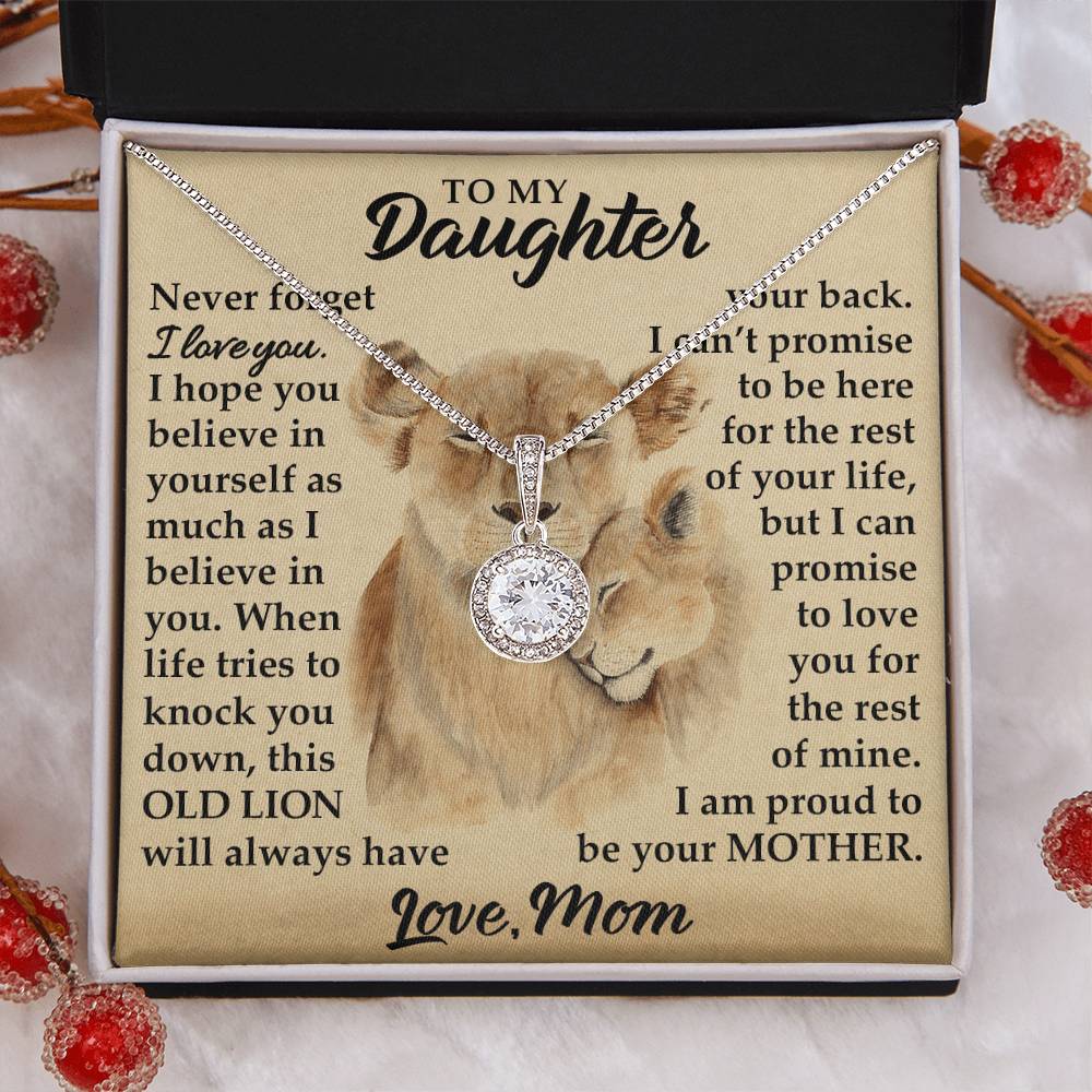 To My Daughter - I Am Proud To Be Your Mother - Lions - Eternal Hope Necklace - Message Box