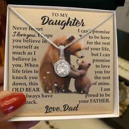 To My Daughter - I Am Proud To Be Your Father - Bears - Eternal Hope Necklace - Message Box
