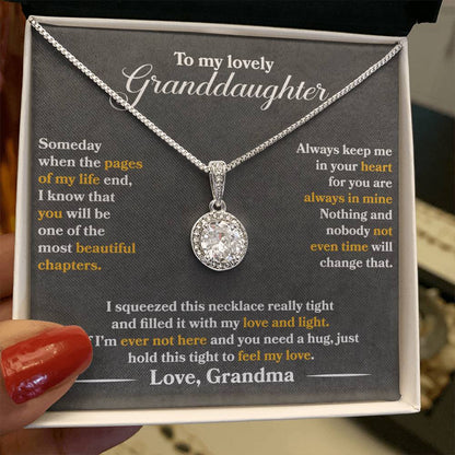 To My Granddaughter - Always Keep Me In Your Heart - Flowers Grey - Eternal Hope Necklace - Message Box