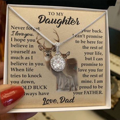 To My Daughter - I Am Proud To Be Your Father - Deer - Eternal Hope Necklace - Message Box