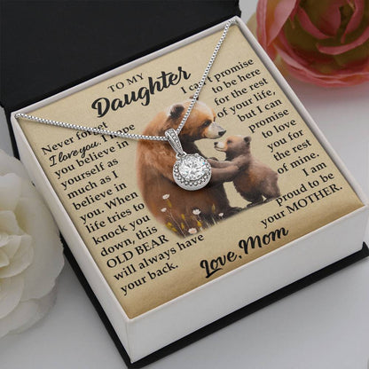 To My Daughter - I Am Proud To Be Your Mother - Bears - Eternal Hope Necklace - Message Box