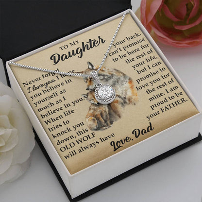 To My Daughter - I Am Proud To Be Your Father - Wolves - Eternal Hope Necklace - Message Box
