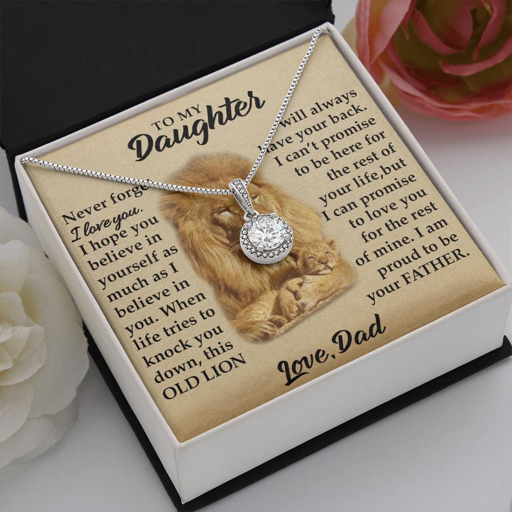 To My Daughter - I Am Proud To Be Your Father - Lions - Eternal Hope Necklace - Message Box