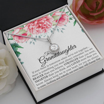 To My Granddaughter - You Are Braver - Flowers Pink - Eternal Hope Necklace - Message Box