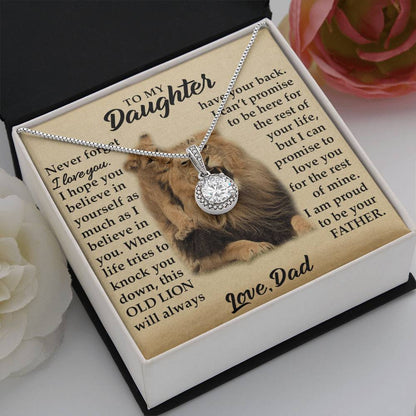 To My Daughter - I Am Proud To Be Your Father - Lions - Eternal Hope Necklace - Message Box