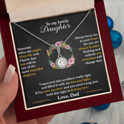 To My Daughter - Always Keep Me In Your Heart - Flowers Black - Eternal Hope Necklace - Message Box