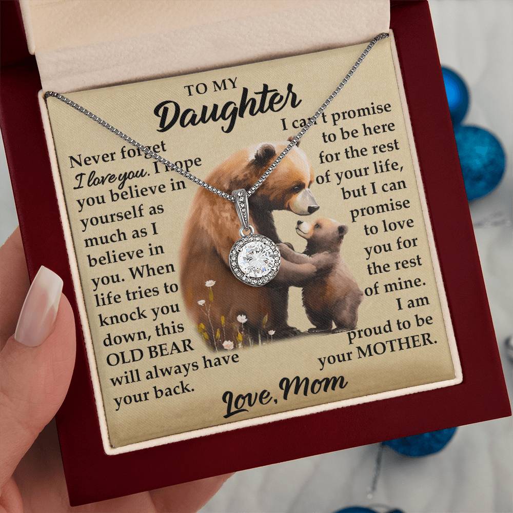 To My Daughter - I Am Proud To Be Your Mother - Bears - Eternal Hope Necklace - Message Box