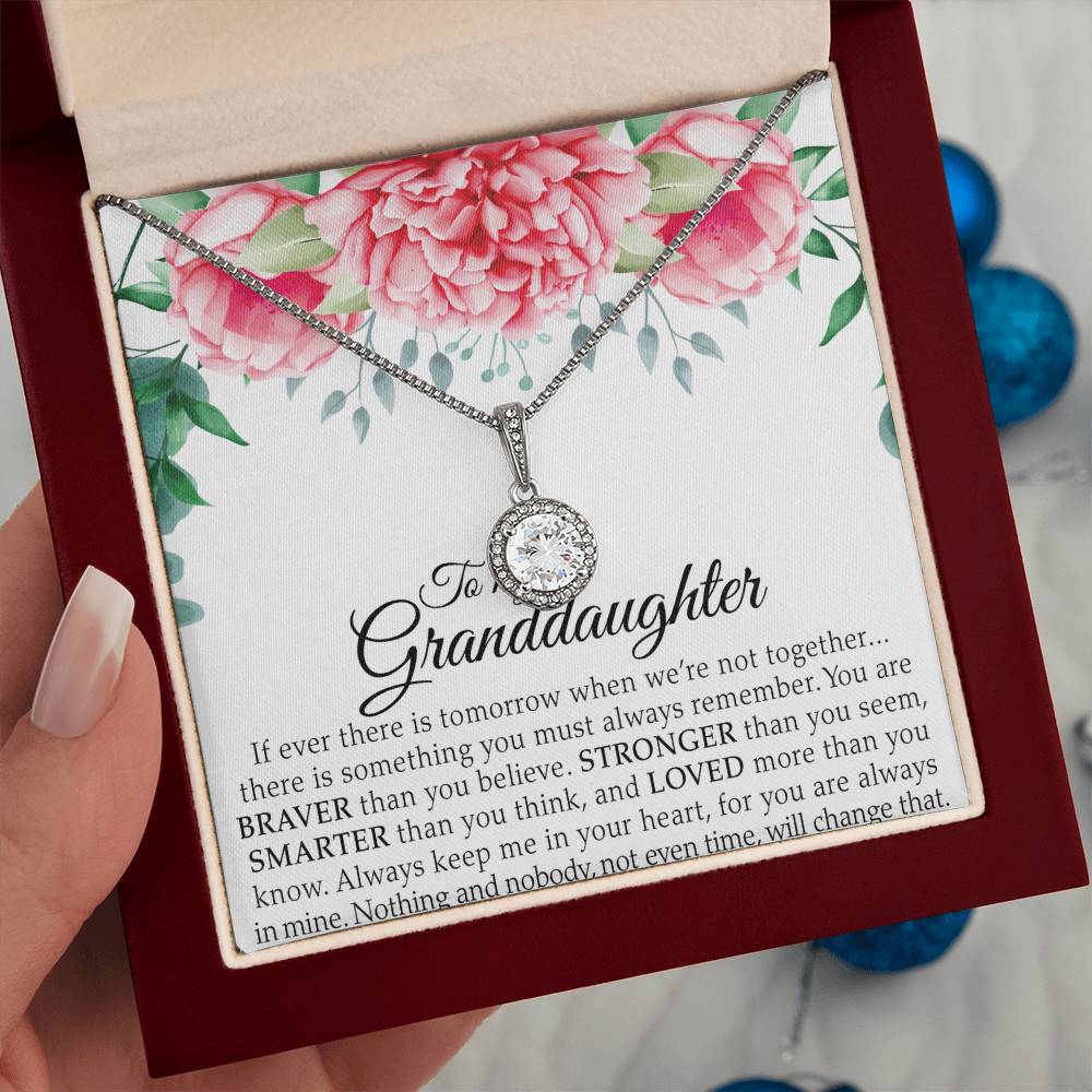 To My Granddaughter - You Are Braver - Flowers Pink - Eternal Hope Necklace - Message Box