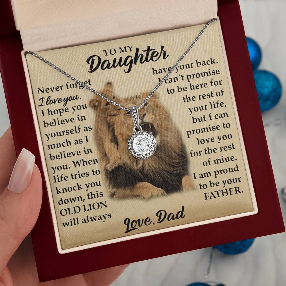 To My Daughter - I Am Proud To Be Your Father - Lions - Eternal Hope Necklace - Message Box