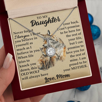 To My Daughter - I Am Proud To Be Your Mother - Wolves - Eternal Hope Necklace - Message Box