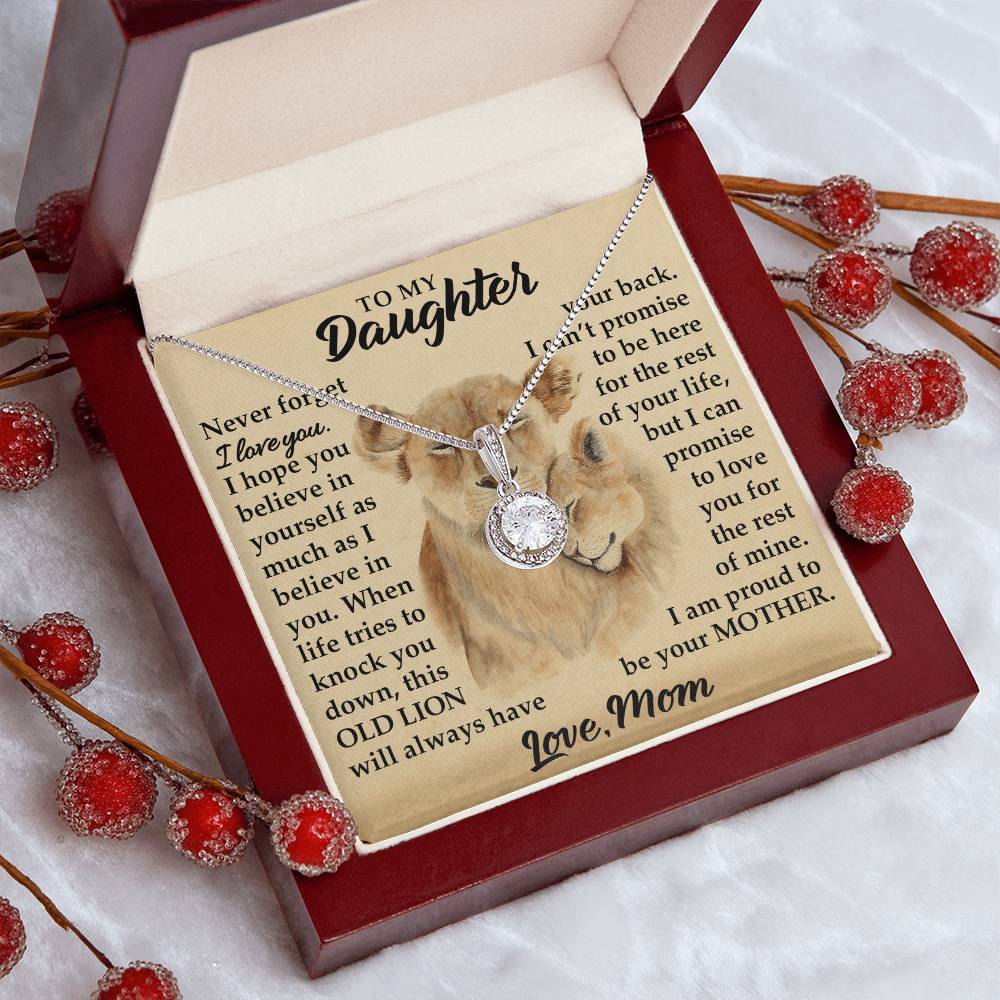 To My Daughter - I Am Proud To Be Your Mother - Lions - Eternal Hope Necklace - Message Box