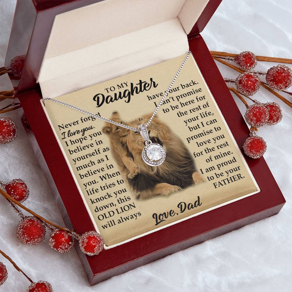 To My Daughter - I Am Proud To Be Your Father - Lions - Eternal Hope Necklace - Message Box