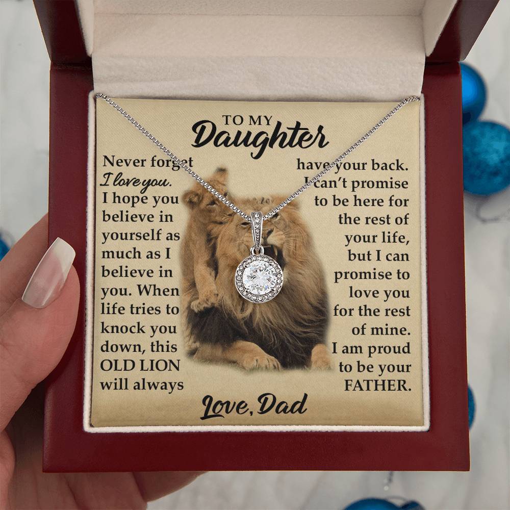 To My Daughter - I Am Proud To Be Your Father - Lions - Eternal Hope Necklace - Message Box