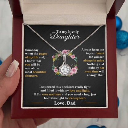 To My Daughter - Always Keep Me In Your Heart - Flowers Black - Eternal Hope Necklace - Message Box