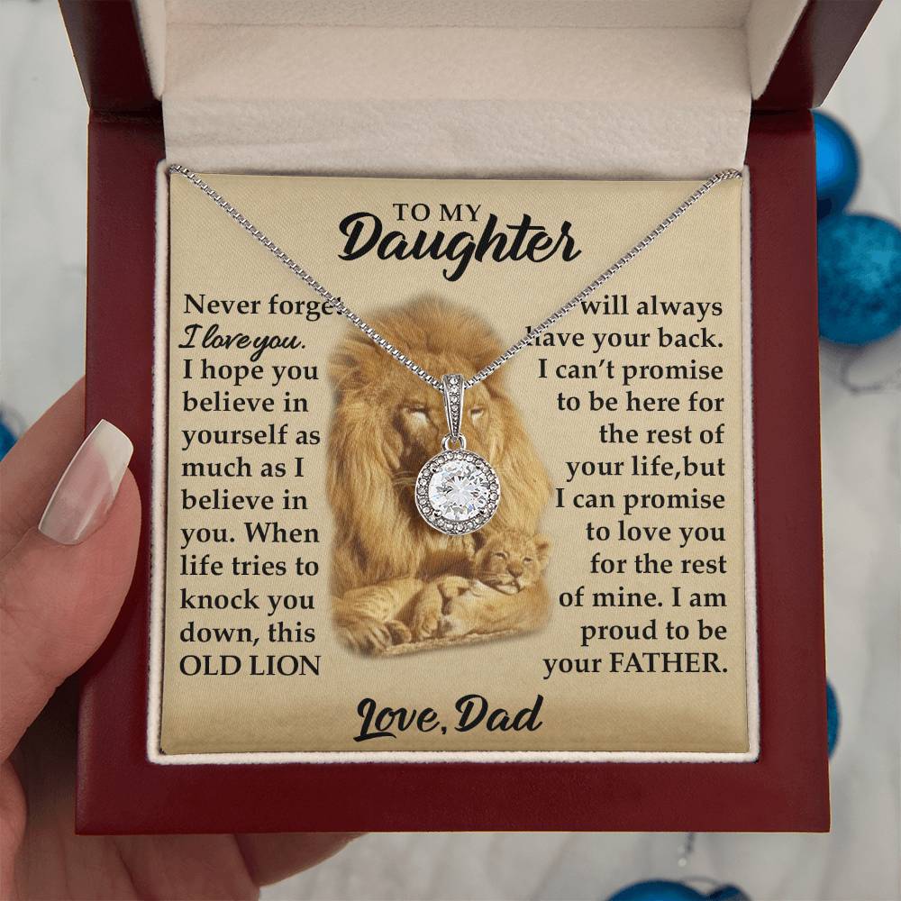 To My Daughter - I Am Proud To Be Your Father - Lions - Eternal Hope Necklace - Message Box