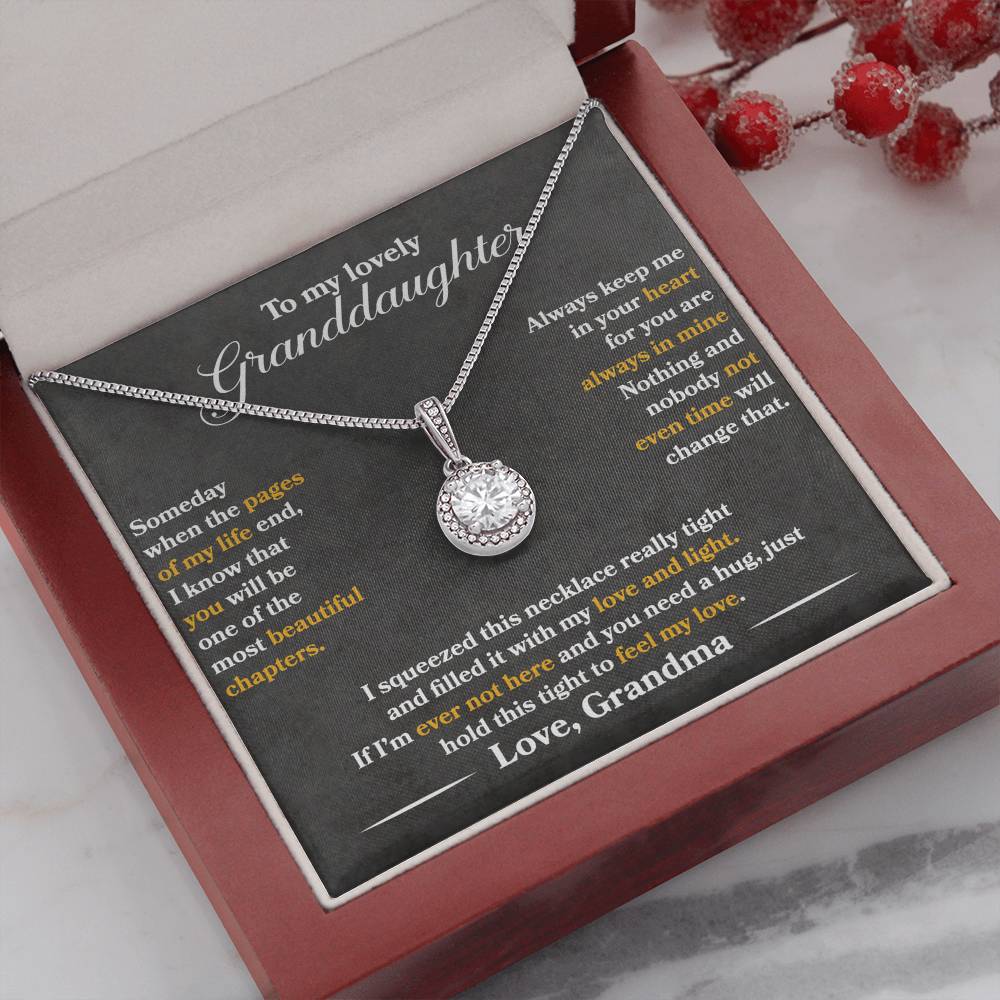 To My Granddaughter - Always Keep Me In Your Heart - Flowers Grey - Eternal Hope Necklace - Message Box