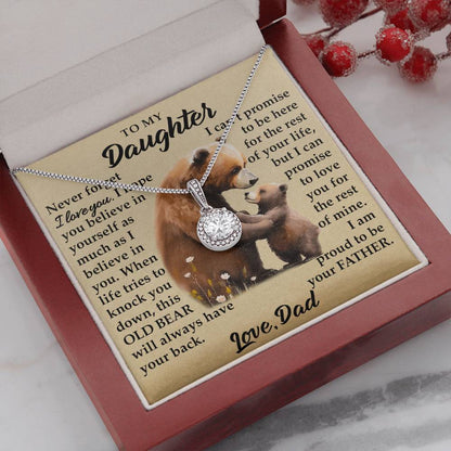 To My Daughter - I Am Proud To Be Your Father - Bears - Eternal Hope Necklace - Message Box
