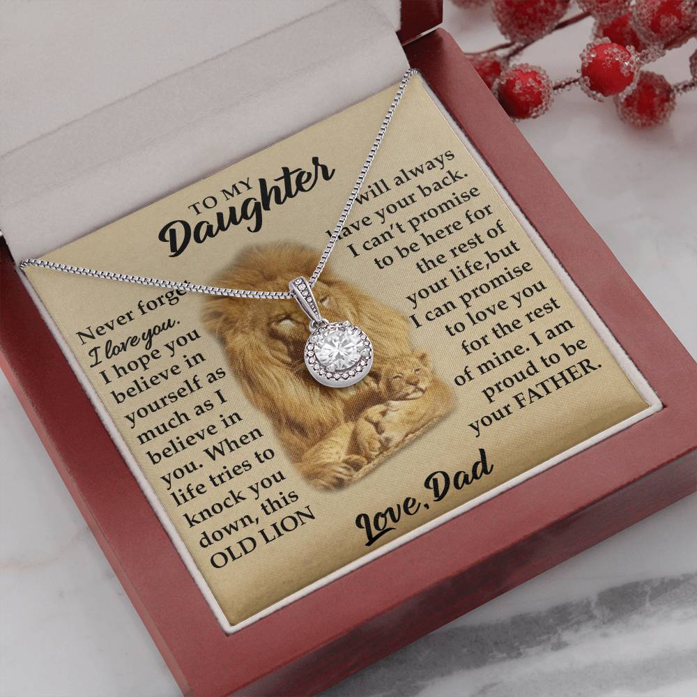 To My Daughter - I Am Proud To Be Your Father - Lions - Eternal Hope Necklace - Message Box