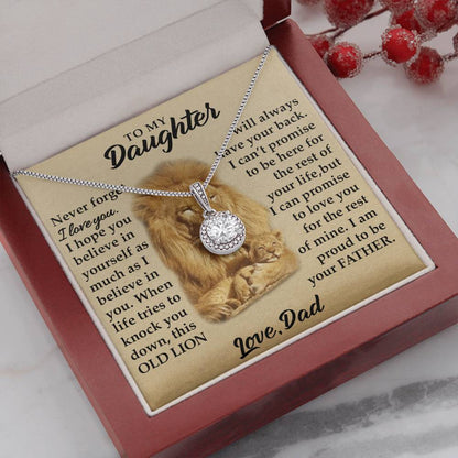 To My Daughter - I Am Proud To Be Your Father - Lions - Eternal Hope Necklace - Message Box