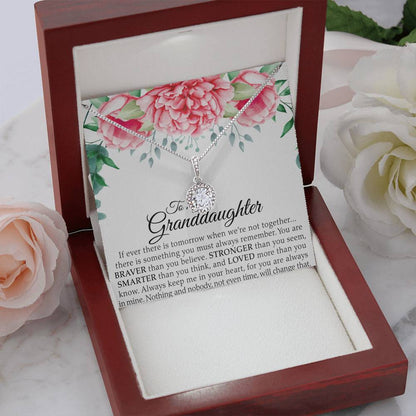 To My Granddaughter - You Are Braver - Flowers Pink - Eternal Hope Necklace - Message Box