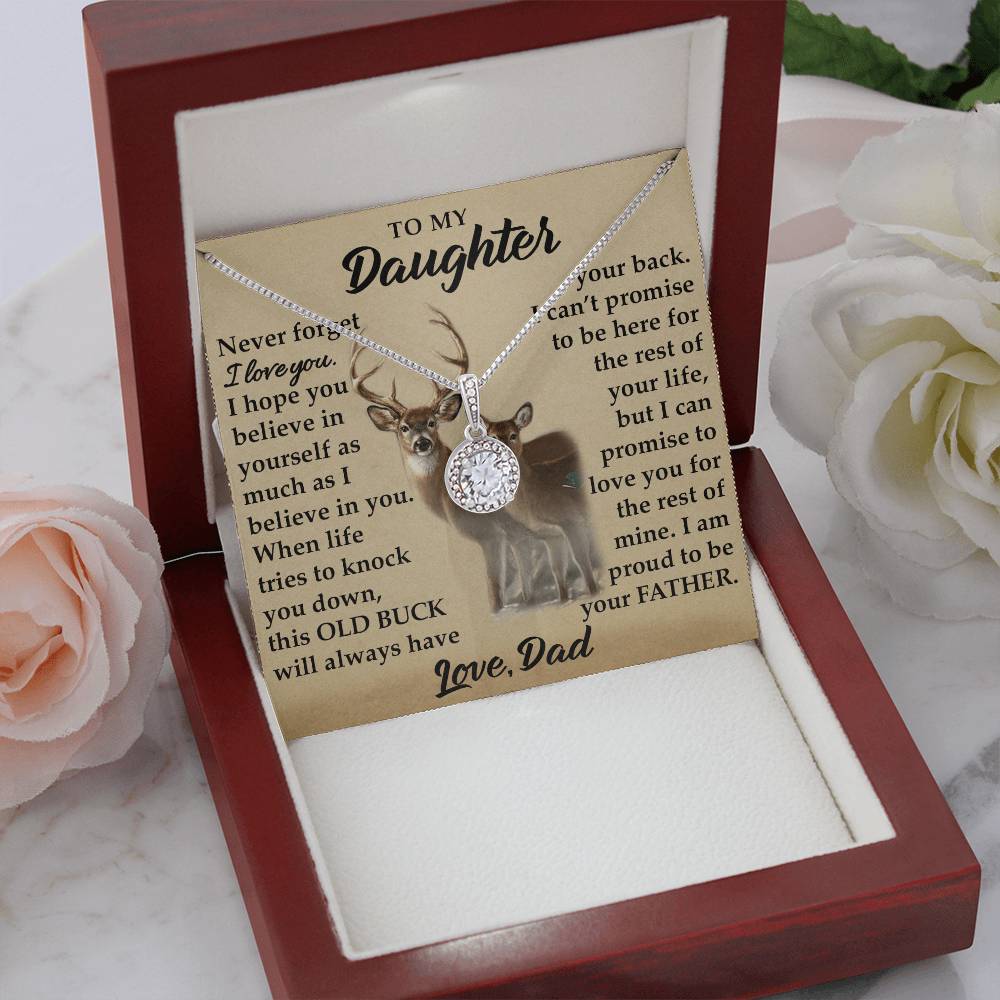To My Daughter - I Am Proud To Be Your Father - Deer - Eternal Hope Necklace - Message Box
